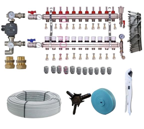 undefloor heating kit wet with pump and 11 port manifold