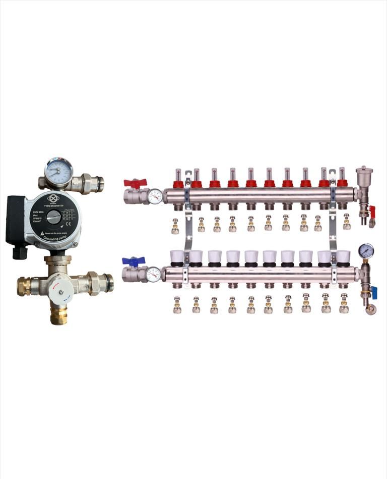 WATER UNDERFLOOR HEATING MANIFOLD 10 PORT  GES PUMP KIT