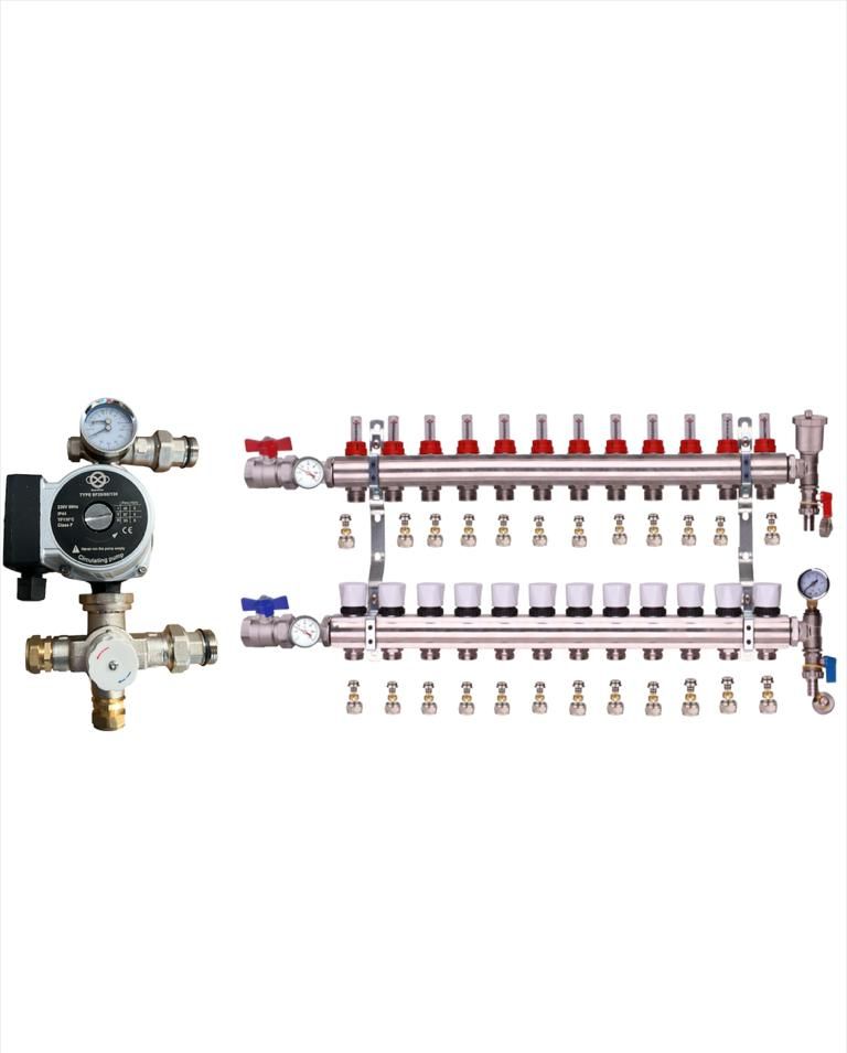 WATER UNDERFLOOR HEATING MANIFOLD 12 PORT  GES PUMP KIT