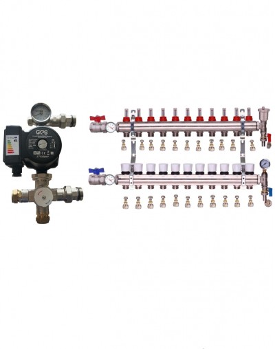 WATER UNDERFLOOR HEATING MANIFOLD 11 PORT A RATED GES PUMP KIT