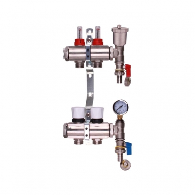 2 port manifold with pressure guage and auto air vent