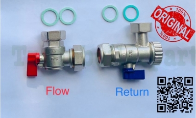 heatline glowworm 22mm x 3/4" swivel flow return valve c/w filter d002160280 3002160280 new